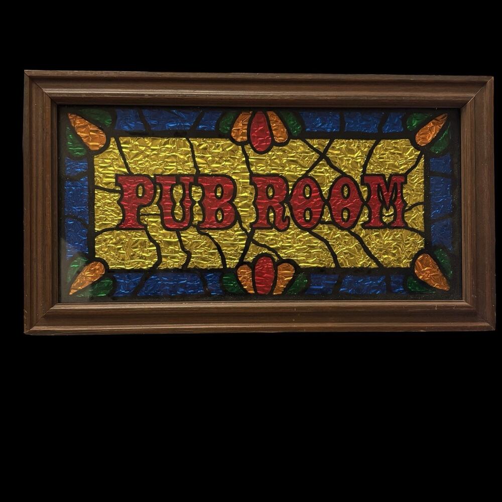 VTG A&F Products LTD Glitter Art Pub Room Sign Bar Decor Poker 13.5x7.5